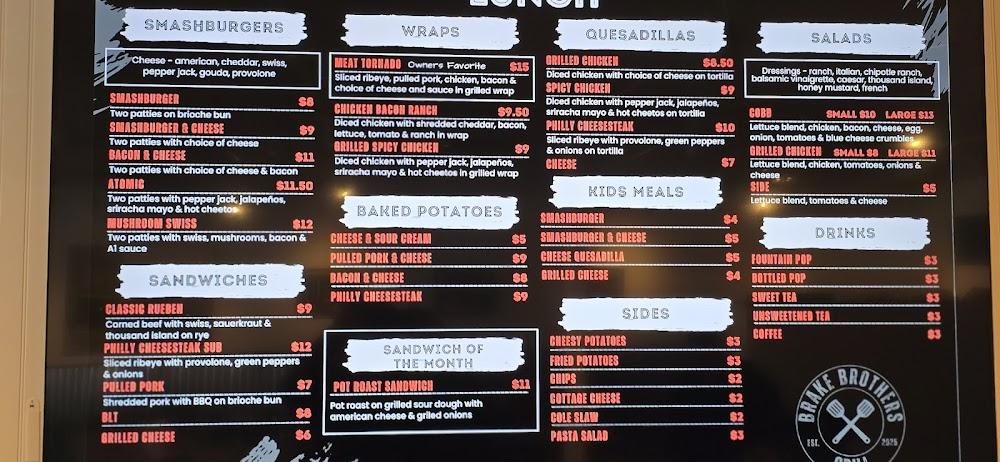 Brake Brothers Grill Menu image 4